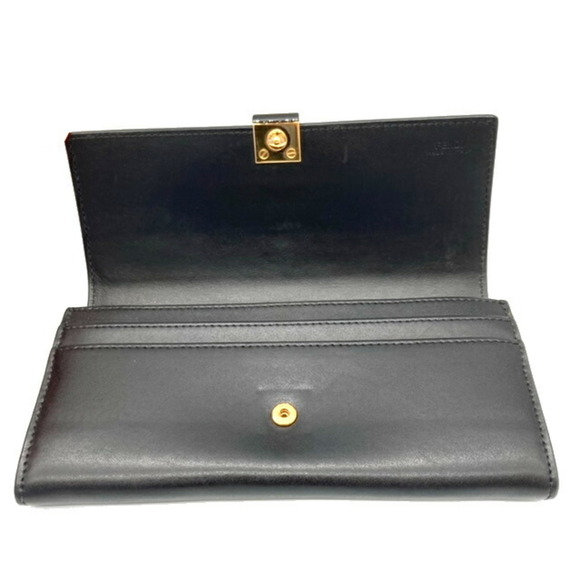 FENDI Fendi long wallet black gold metal fittings 8M0251 studs hook logo cont... - Picture 6 of 8